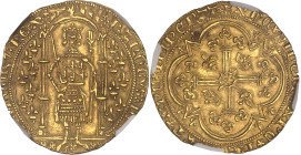 FRANCE / CAPÉTIENS
Charles V (1364-1380). Franc à pied ND (1365).NGC MS 63 (6632265-003).
Av. KAROLVSx DIx GR - FRANCORVx RE°X. Le Roi, couronné, debo...