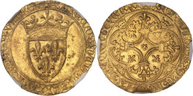 FRANCE / CAPÉTIENS
Charles VI (1380-1422). Écu d’or à la couronne, 2e émission ND (1388-1389).NGC MS 63 (6630870-054).
Av. + KAROLVSx DEIx GRACIAx FRA...