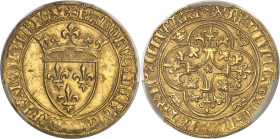 FRANCE / CAPÉTIENS
Charles VI (1380-1422). Écu d’or à la couronne, 3e émission ND (1389-1394), Dijon.PCGS MS63 (44978872).
Av. + KAROLVSx DEIx GRACIAx...