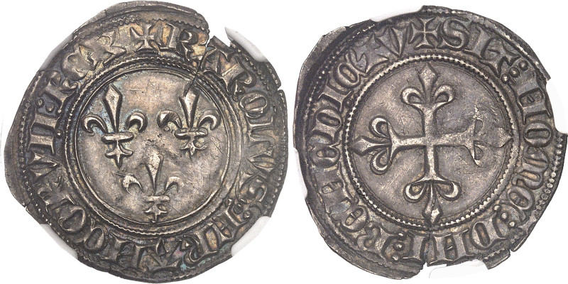 FRANCE / CAPÉTIENS
Charles VI (1380-1422). Gros aux lis ND (1413), Tournai.NGC M...