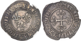 FRANCE / CAPÉTIENS
Charles VI (1380-1422). Gros aux lis ND (1413), Tournai.NGC MS 61 (6631356-040).
Av. + KAROLVS: FRANCORVN: REX. trois lis posés 2 e...