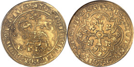 FRANCE / CAPÉTIENS
Charles VII (1422-1461). Agnel d’or, 3e émission ND (1427), Montpellier.NGC AU 58 (6631355-077).
Av. + AGN: DEI: QVI TOLL: PCAT: MV...