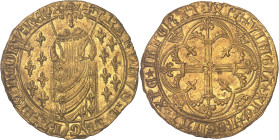 FRANCE / CAPÉTIENS
Charles VII (1422-1461). Royal d’or, 1ère émission ND (1429-1431), Montélimar.NGC UNC DETAILS REV DAMAGE (6632265-018).
Av. KAROLVS...