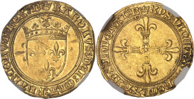 FRANCE / CAPÉTIENS
Charles VIII (1483-1498). Écu d’or au soleil, 1ère émission ND (1483-1494), B, Bourges.NGC MS 61 (6633193-108).
Av. (couronnelle) K...