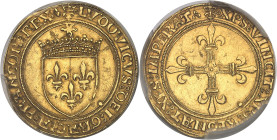 FRANCE / CAPÉTIENS
Louis XII (1498-1514). Écu d’or au soleil ND (1498), Lyon.PCGS AU55 (46282746).
Av. (lis couronné) (différent) LVDOVICVS: DEI: GRAC...