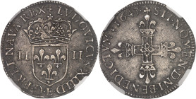 FRANCE / CAPÉTIENS
Louis XIII (1610-1643). Quart d’écu, 1er type, avec l’écu de face 1643, E, Tours.NGC AU 58 (6633791-016).
Av. + LVDOVICVS. XIII. D....