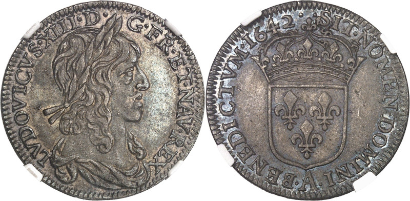 FRANCE / CAPÉTIENS
Louis XIII (1610-1643). Quart d’écu d’argent, 2e type 1642, A...