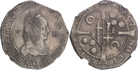 FRANCE / CAPÉTIENS
Louis XIII (1610-1643). Pièce de cinq réaux d’argent, 1er type au buste drapé, grand buste 1642, Barcelone.NGC AU 55 (6631355-037)....