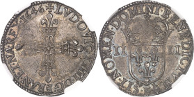 FRANCE / CAPÉTIENS
Louis XIV (1643-1715). Quart d’écu, 1er type 1646, F, Angers.NGC MS 63 (6633791-012).
Av. + LVDOVIC. XIIII. D: G. FRAN. ET. NA. REX...