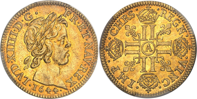 FRANCE / CAPÉTIENS
Louis XIV (1643-1715). Louis d’or à la mèche courte 1644, A, ...