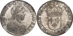 FRANCE / CAPÉTIENS
Louis XIV (1643-1715). Écu à la mèche courte 1645, A, Paris (rose).NGC MS 63 (6633193-130).
Av. LVD. XIIII. D. G. FR. ET. NAV. REX....