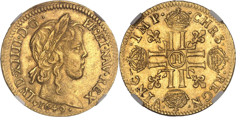 FRANCE / CAPÉTIENS
Louis XIV (1643-1715). Louis d’or à la mèche longue 1649, H, ...