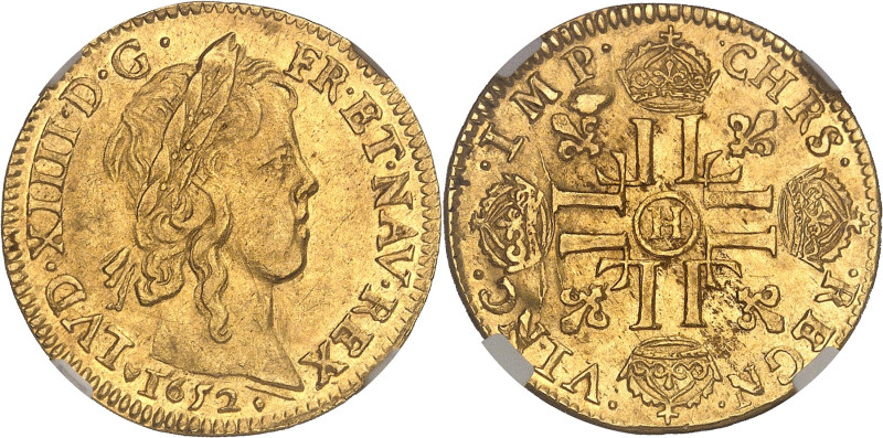 FRANCE / CAPÉTIENS
Louis XIV (1643-1715). Louis d’or à la mèche longue 1652, H, ...