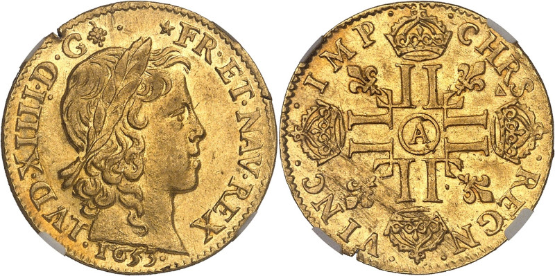 FRANCE / CAPÉTIENS
Louis XIV (1643-1715). Louis d’or à la mèche longue 1653, A, ...