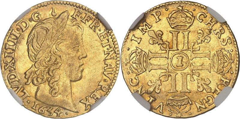 FRANCE / CAPÉTIENS
Louis XIV (1643-1715). Louis d’or à la mèche longue 1654, I, ...