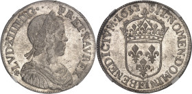 FRANCE / CAPÉTIENS
Louis XIV (1643-1715). Demi-écu à la mèche longue 1652, E, Tours.NGC AU 58 (6633192-056).
Av. (différent) LVD. XIIII. D: G. - FR. E...