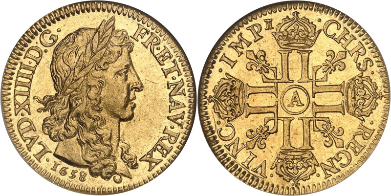 FRANCE / CAPÉTIENS
Louis XIV (1643-1715). Louis d’or juvénile lauré 1658, A, Par...