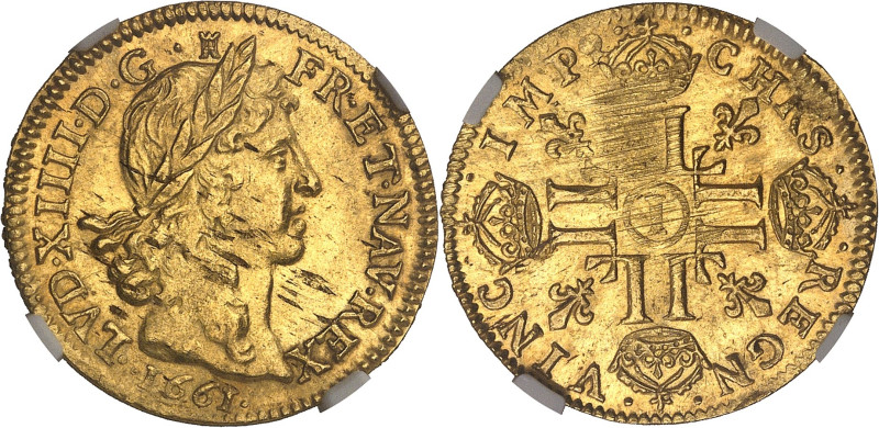 FRANCE / CAPÉTIENS
Louis XIV (1643-1715). Louis d’or juvénile lauré 1661, I, Lim...