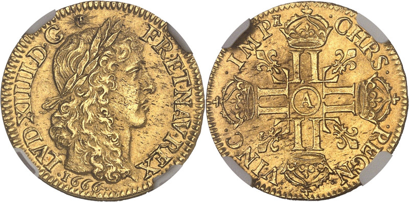 FRANCE / CAPÉTIENS
Louis XIV (1643-1715). Louis d’or juvénile lauré 1666, A, Par...