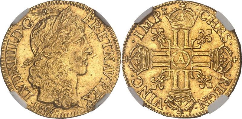 FRANCE / CAPÉTIENS
Louis XIV (1643-1715). Louis d’or juvénile lauré 1666, A, Par...