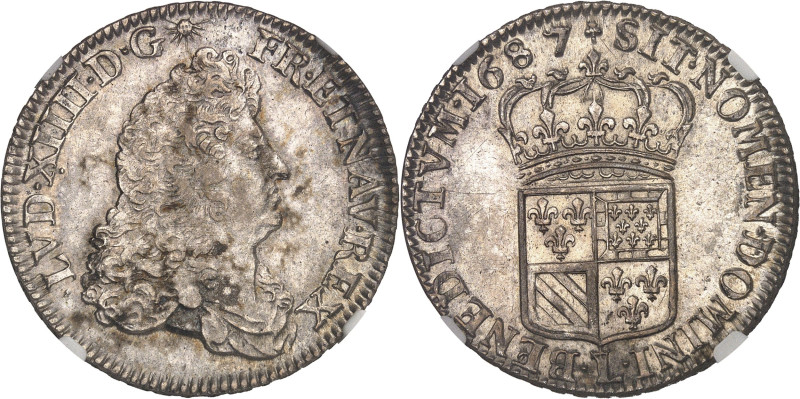 FRANCE / CAPÉTIENS
Louis XIV (1643-1715). Demi-écu de Flandre ou pièce de 2 livr...