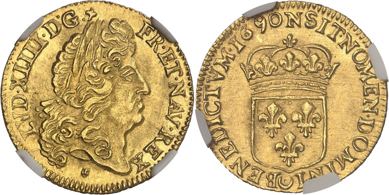 FRANCE / CAPÉTIENS
Louis XIV (1643-1715). Louis d’or à l’écu, flan neuf 1690, N,...