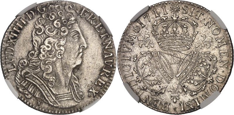 FRANCE / CAPÉTIENS
Louis XIV (1643-1715). Quart d’écu aux trois couronnes 1711, ...
