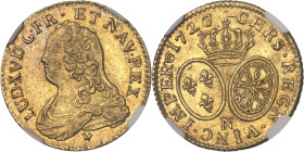 FRANCE / CAPÉTIENS
Louis XV (1715-1774). Louis d’or aux lunettes 1727/6, N, Montpellier.NGC AU 58 (6631355-012).
Av. LUD. XV. D. G. FR. ET. NAV. REX. ...