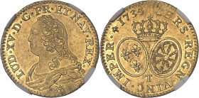 FRANCE / CAPÉTIENS
Louis XV (1715-1774). Louis d’or aux lunettes 1734/3, T, Nantes.NGC UNC DETAILS CLEANED (6633790-010).
Av. LUD. XV. D. G. FR. ET. N...