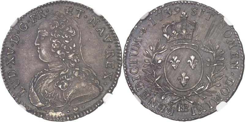 FRANCE / CAPÉTIENS
Louis XV (1715-1774). Demi-écu aux rameaux d’olivier 1739, BB...