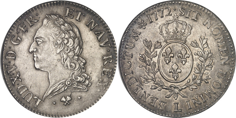 FRANCE / CAPÉTIENS
Louis XV (1715-1774). Écu dit à la vieille tête 1772, L, Bayo...