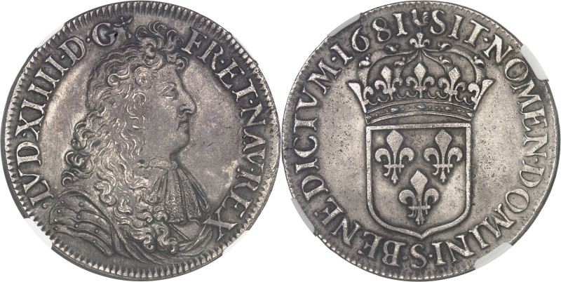 FRANCE / CAPÉTIENS
Louis XIV (1643-1715). Écu à la cravate, 2e émission par F. W...