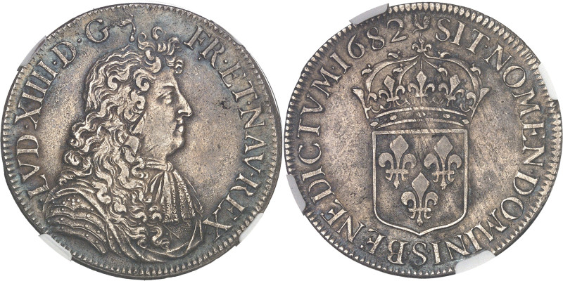 FRANCE / CAPÉTIENS
Louis XIV (1643-1715). Écu à la cravate, 2e émission par F. W...