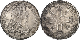 FRANCE / CAPÉTIENS
Louis XIV (1643-1715). Écu aux huit L, 1er type 1691, S, Reims.NGC AU DETAILS TOOLED (6633192-028).
Av. LVD. XIIII. D G (différent)...