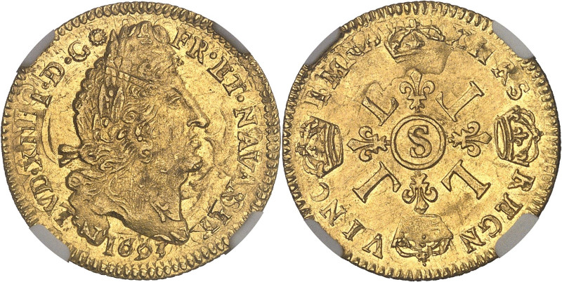 FRANCE / CAPÉTIENS
Louis XIV (1643-1715). Louis d’or aux quatre L 1693, S, Reims...