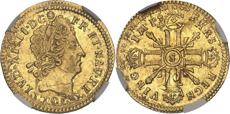 FRANCE / CAPÉTIENS
Louis XIV (1643-1715). Demi-louis aux huit L et aux insignes,...