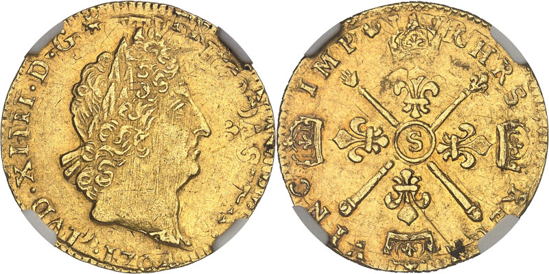 FRANCE / CAPÉTIENS
Louis XIV (1643-1715). Louis d’or aux insignes, réformation 1...