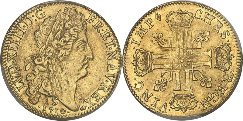 FRANCE / CAPÉTIENS
Louis XIV (1643-1715). Double louis d’or au soleil 1710, S, R...