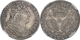 FRANCE / CAPÉTIENS
Louis XIV (1643-1715). Quart d’écu aux trois couronnes 1709, S, Reims.NGC AU 55 (6633192-035).
Av. LVD. XIIII. D: G - FR. ET. NAV. ...