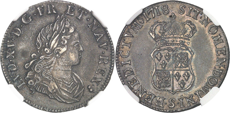 FRANCE / CAPÉTIENS
Louis XV (1715-1774). Quart d’écu de France-Navarre 1718, S, ...