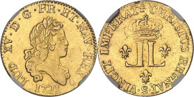 FRANCE / CAPÉTIENS
Louis XV (1715-1774). Louis d’or aux 2 L, flan neuf 1721, S, Reims.NGC AU DETAILS CLEANED (6633193-036).
Av. LVD. XV. D. G. FR. ET....