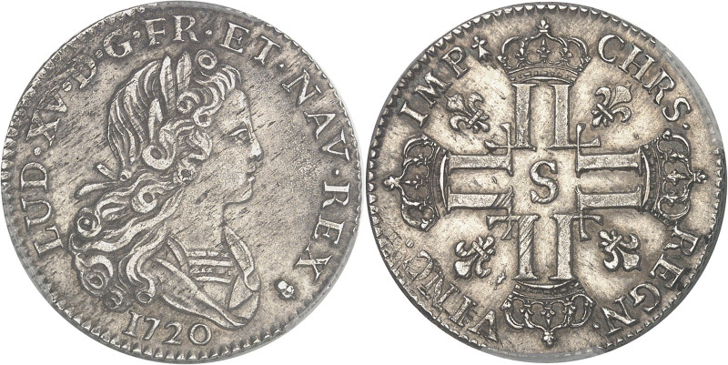 FRANCE / CAPÉTIENS
Louis XV (1715-1774). Petit louis d’argent 1720, S, Reims.PCG...