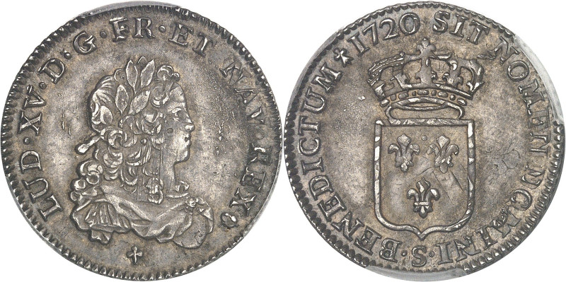 FRANCE / CAPÉTIENS
Louis XV (1715-1774). Tiers d’écu de France 1720, S, Reims.PC...