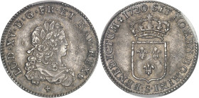FRANCE / CAPÉTIENS
Louis XV (1715-1774). Tiers d’écu de France 1720, S, Reims.PCGS MS63 (42456718).
Av. LUD. XV. D. G. FR. ET NAV. REX (différent). Bu...