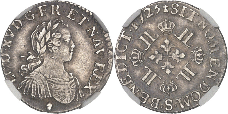 FRANCE / CAPÉTIENS
Louis XV (1715-1774). Huitième d’écu aux huit L 1725, S, Reim...