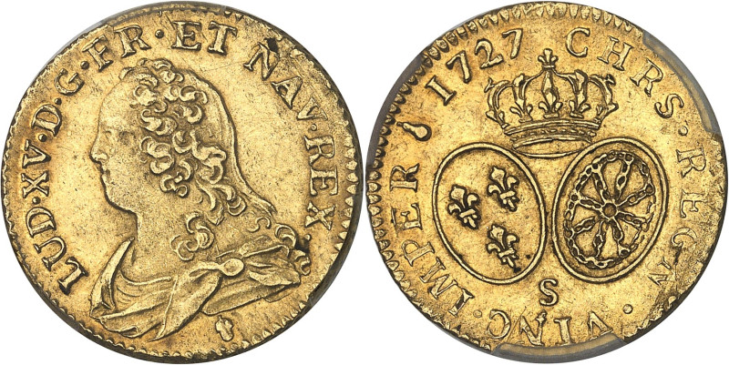 FRANCE / CAPÉTIENS
Louis XV (1715-1774). Louis d’or aux lunettes 1727, S, Reims....