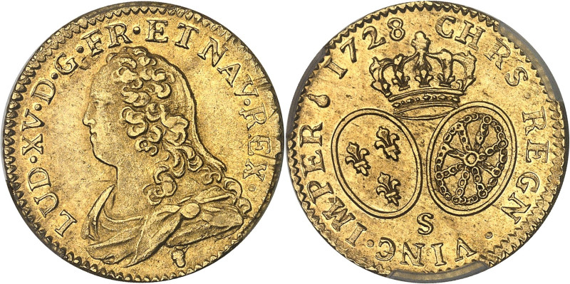 FRANCE / CAPÉTIENS
Louis XV (1715-1774). Louis d’or aux lunettes 1728, S, Reims....