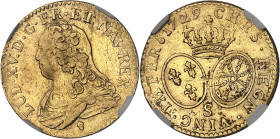 FRANCE / CAPÉTIENS
Louis XV (1715-1774). Louis d’or aux lunettes 1729, S, Reims.NGC XF DETAILS CLEANED (6633193-039).
Av. LUD. XV. D. G. FR. ET. NAV. ...