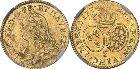 FRANCE / CAPÉTIENS
Louis XV (1715-1774). Louis d’or aux lunettes 1734/3 ?, S, Reims.NGC AU 55 (6633193-043).
Av. LUD. XV. D. G. FR. ET. NAV. REX. Bust...