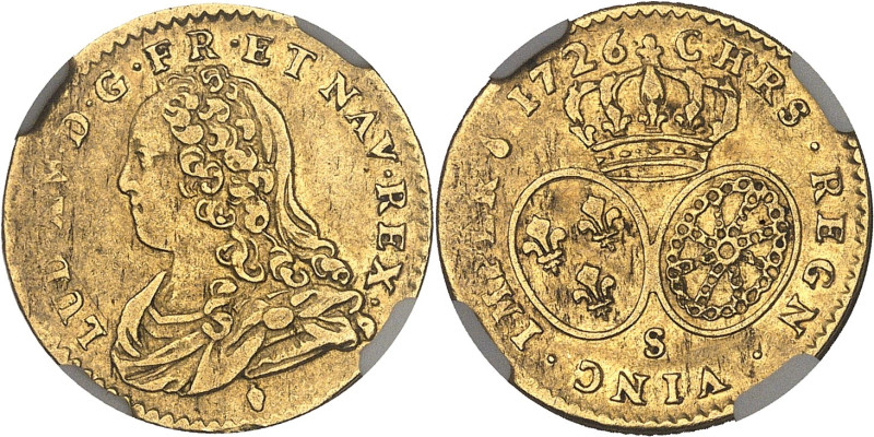 FRANCE / CAPÉTIENS
Louis XV (1715-1774). Demi-louis d’or aux lunettes 1726, S, R...